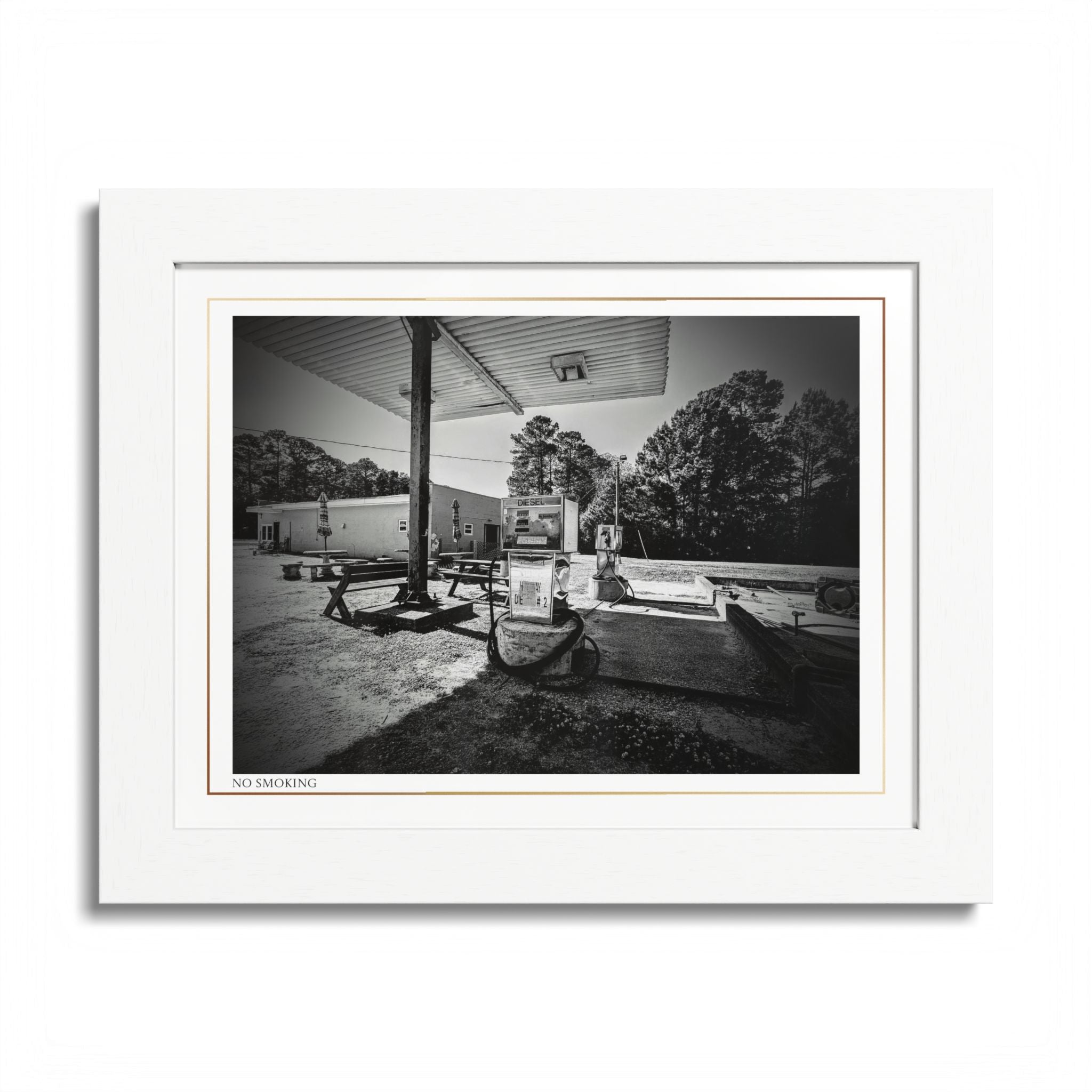 Acqua Carta Original 'No Smoking' Framed Art, Gas Station Art, Home Art