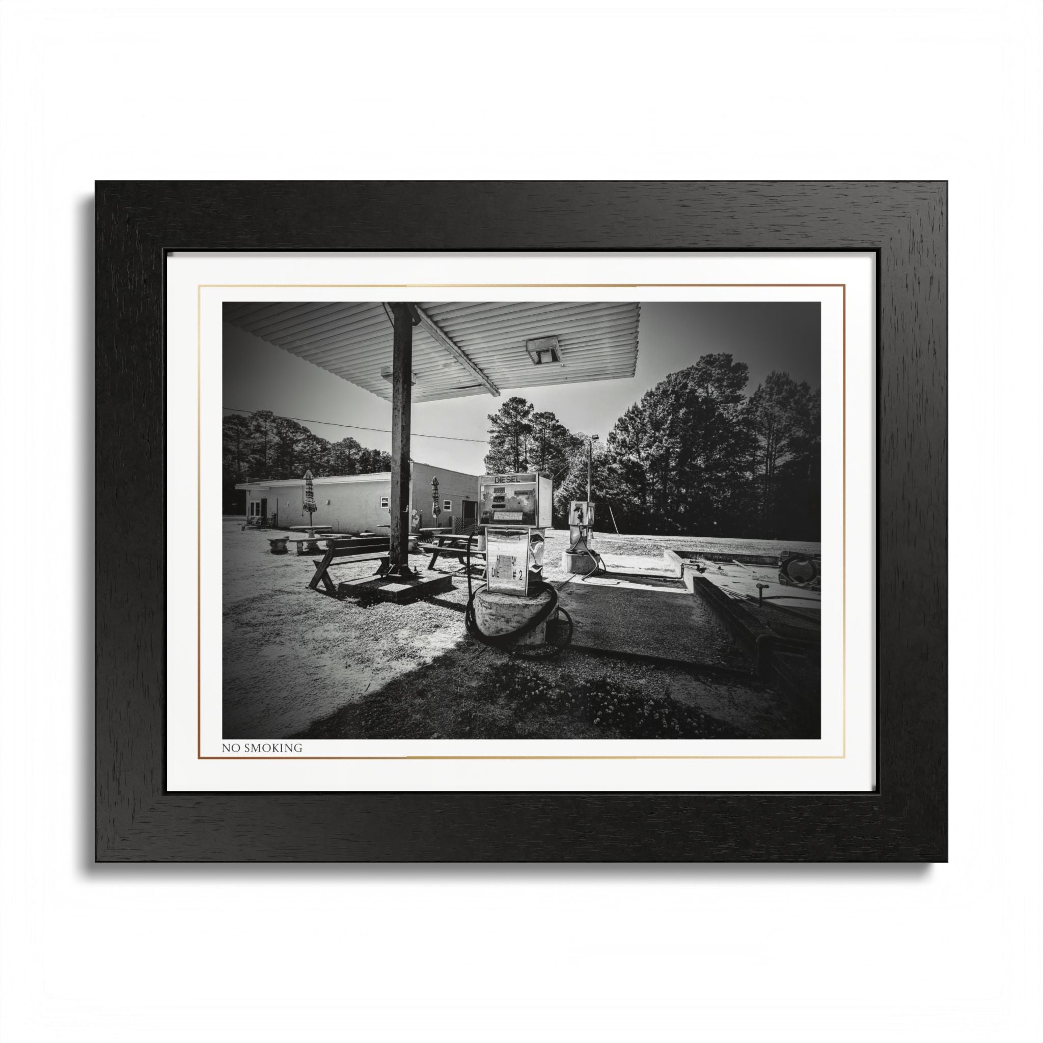 Acqua Carta Original 'No Smoking' Framed Art, Gas Station Art, Home Art