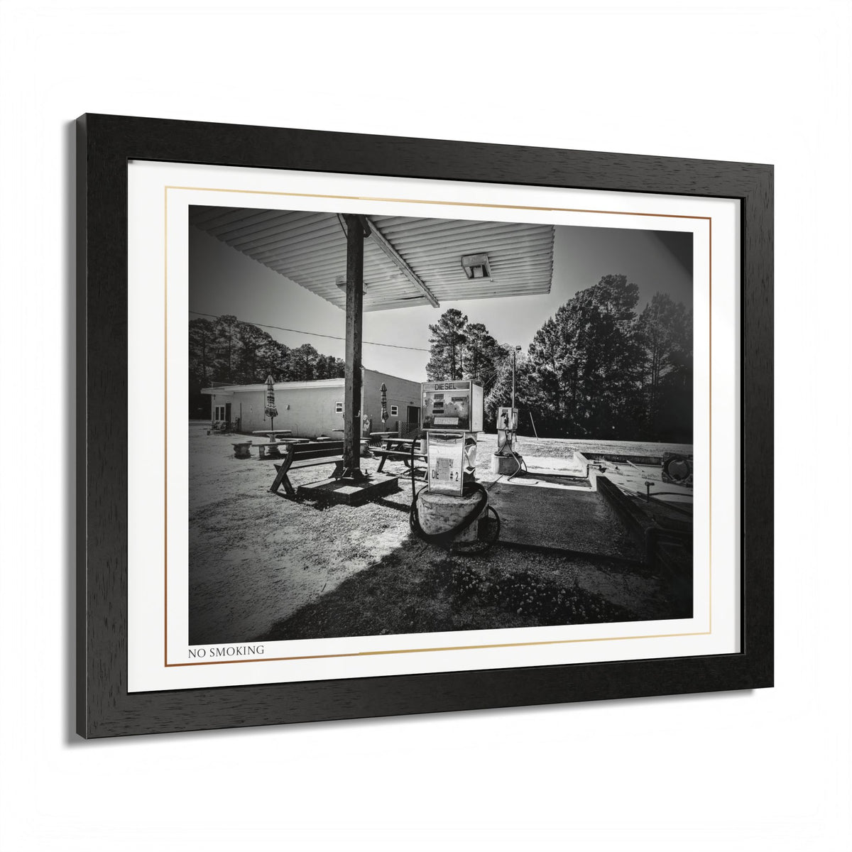Acqua Carta Original 'No Smoking' Framed Art, Gas Station Art, Home Art