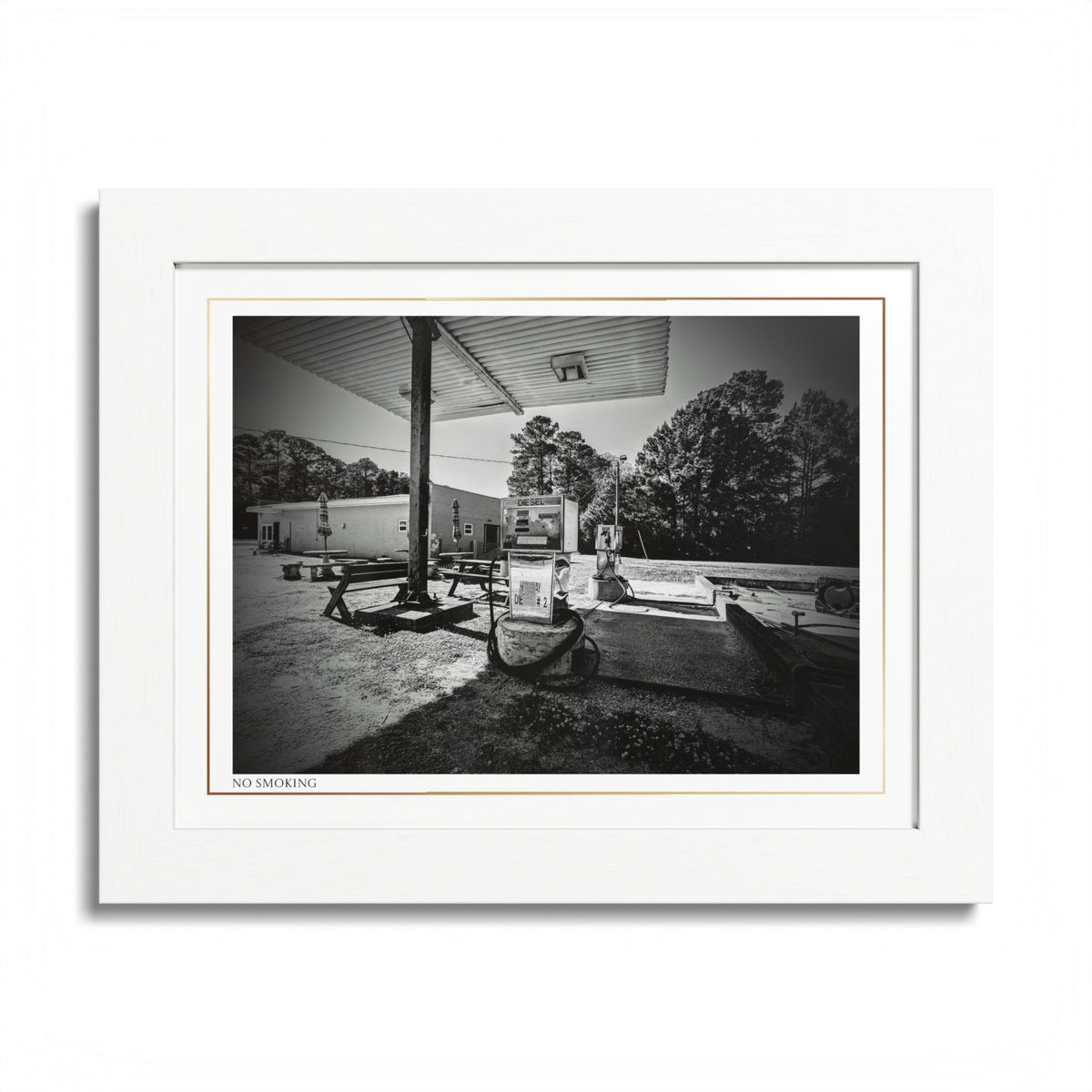 Acqua Carta Original 'No Smoking' Framed Art, Gas Station Art, Home Art