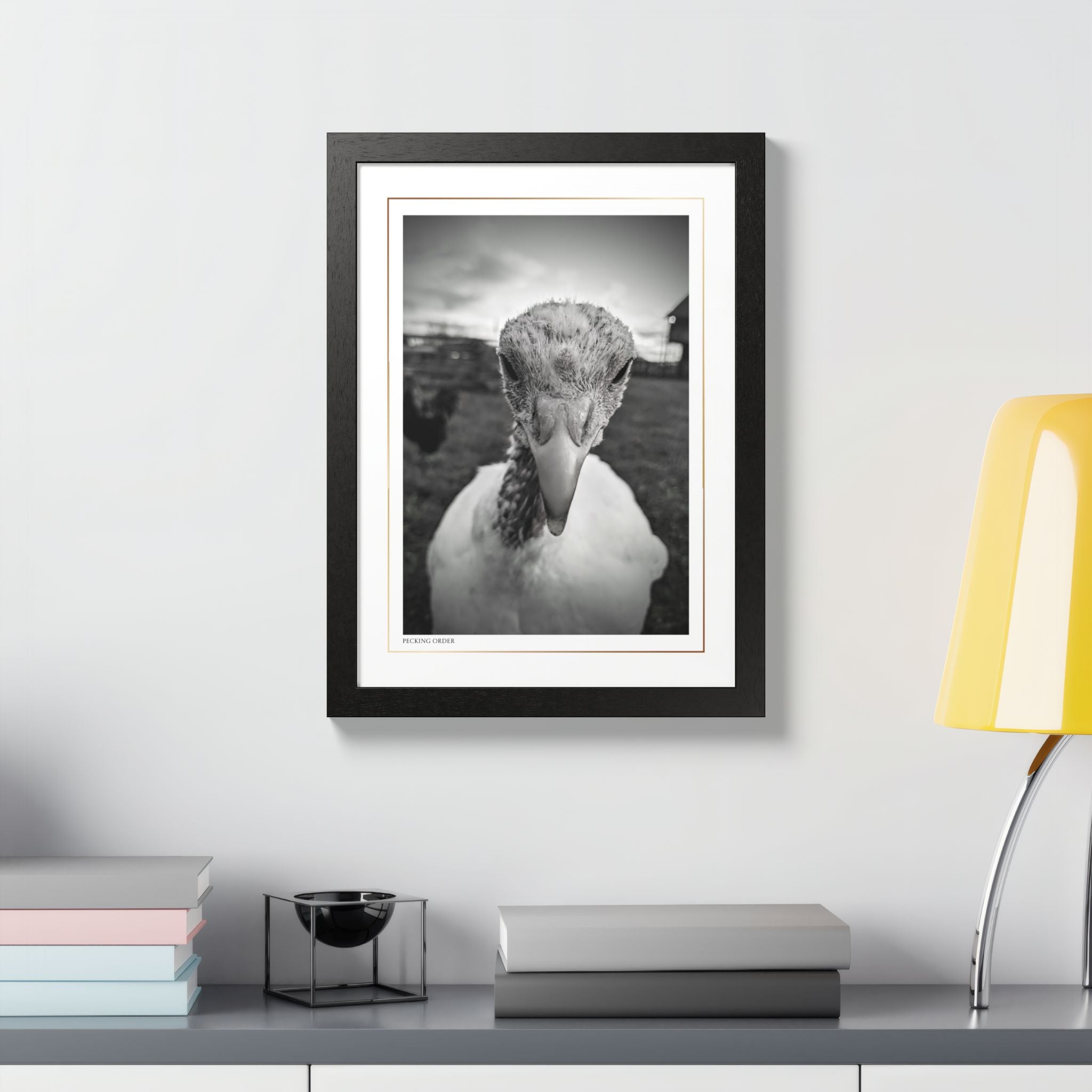 Acqua Carta Original 'Pecking Order' Framed Art, Farm Decor for Animal Lovers, Home Art