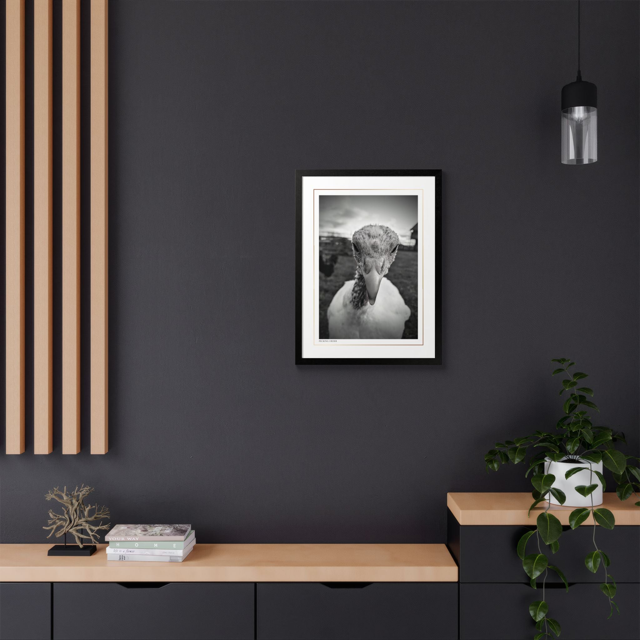 Acqua Carta Original 'Pecking Order' Framed Art, Farm Decor for Animal Lovers, Home Art