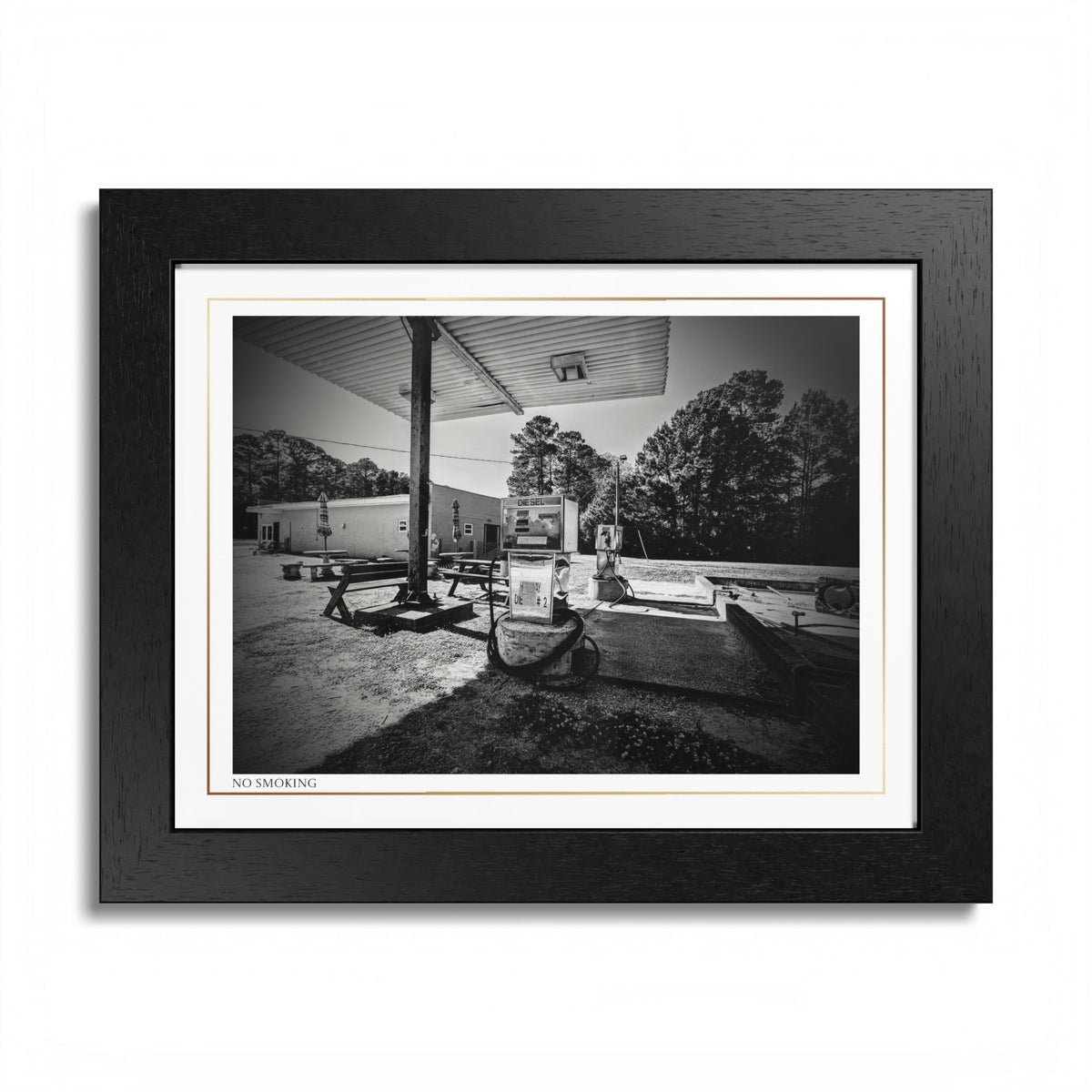 Acqua Carta Original 'No Smoking' Framed Art, Gas Station Art, Home Art