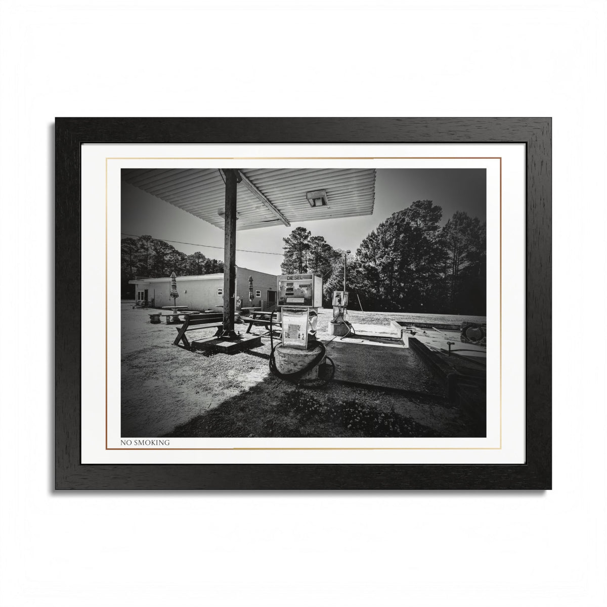 Acqua Carta Original 'No Smoking' Framed Art, Gas Station Art, Home Art