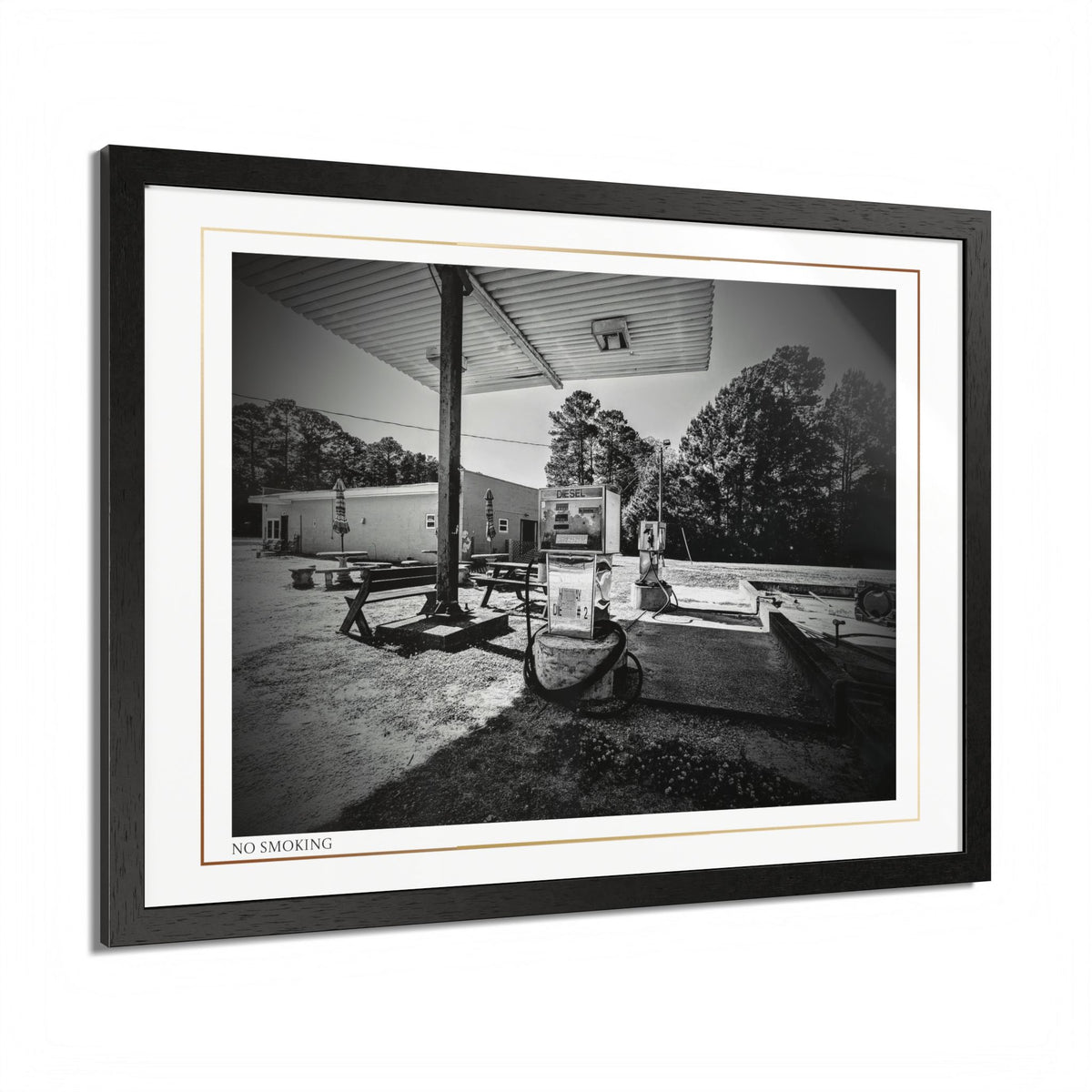 Acqua Carta Original 'No Smoking' Framed Art, Gas Station Art, Home Art