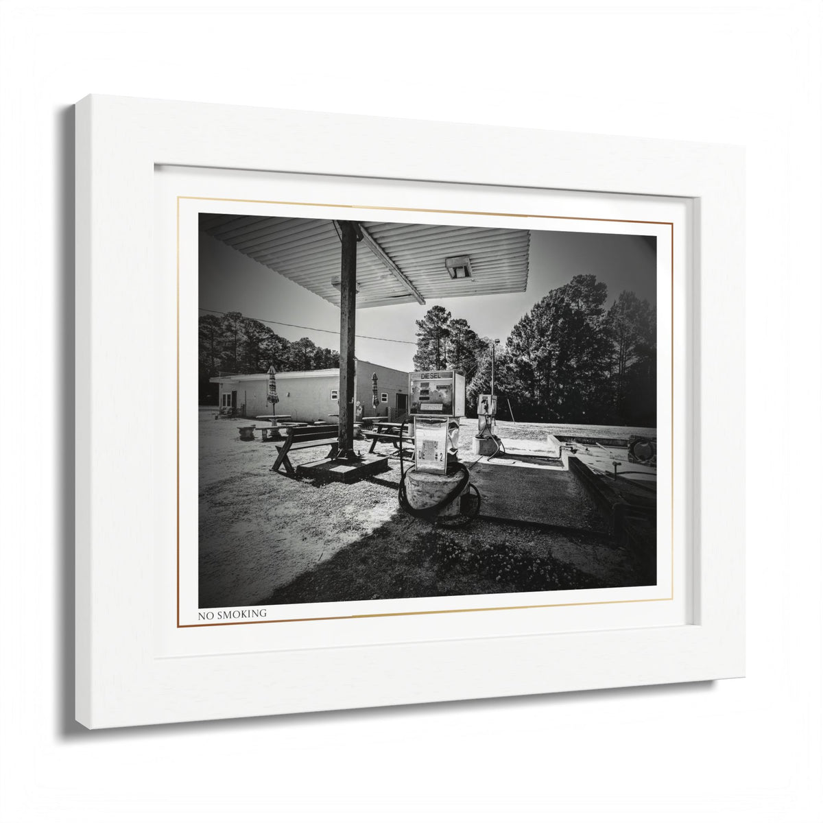 Acqua Carta Original 'No Smoking' Framed Art, Gas Station Art, Home Art