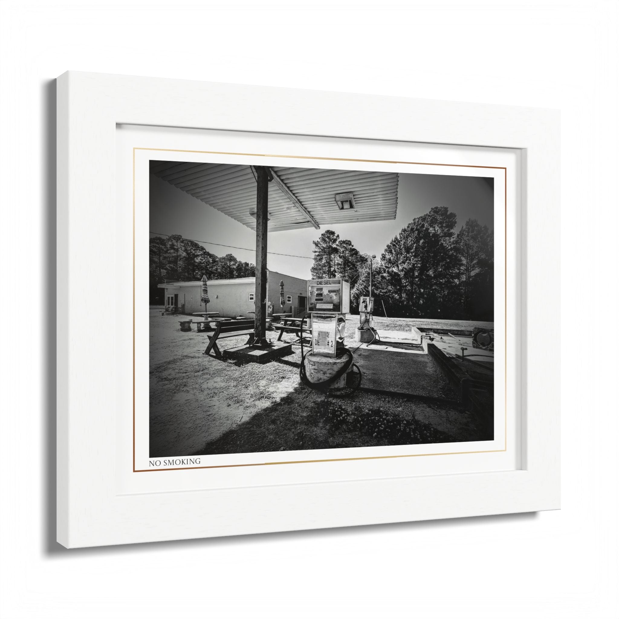 Acqua Carta Original 'No Smoking' Framed Art, Gas Station Art, Home Art