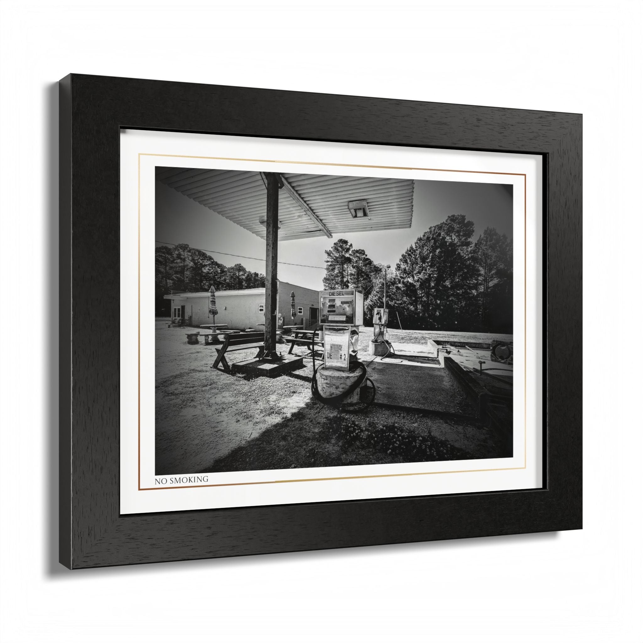 Acqua Carta Original 'No Smoking' Framed Art, Gas Station Art, Home Art
