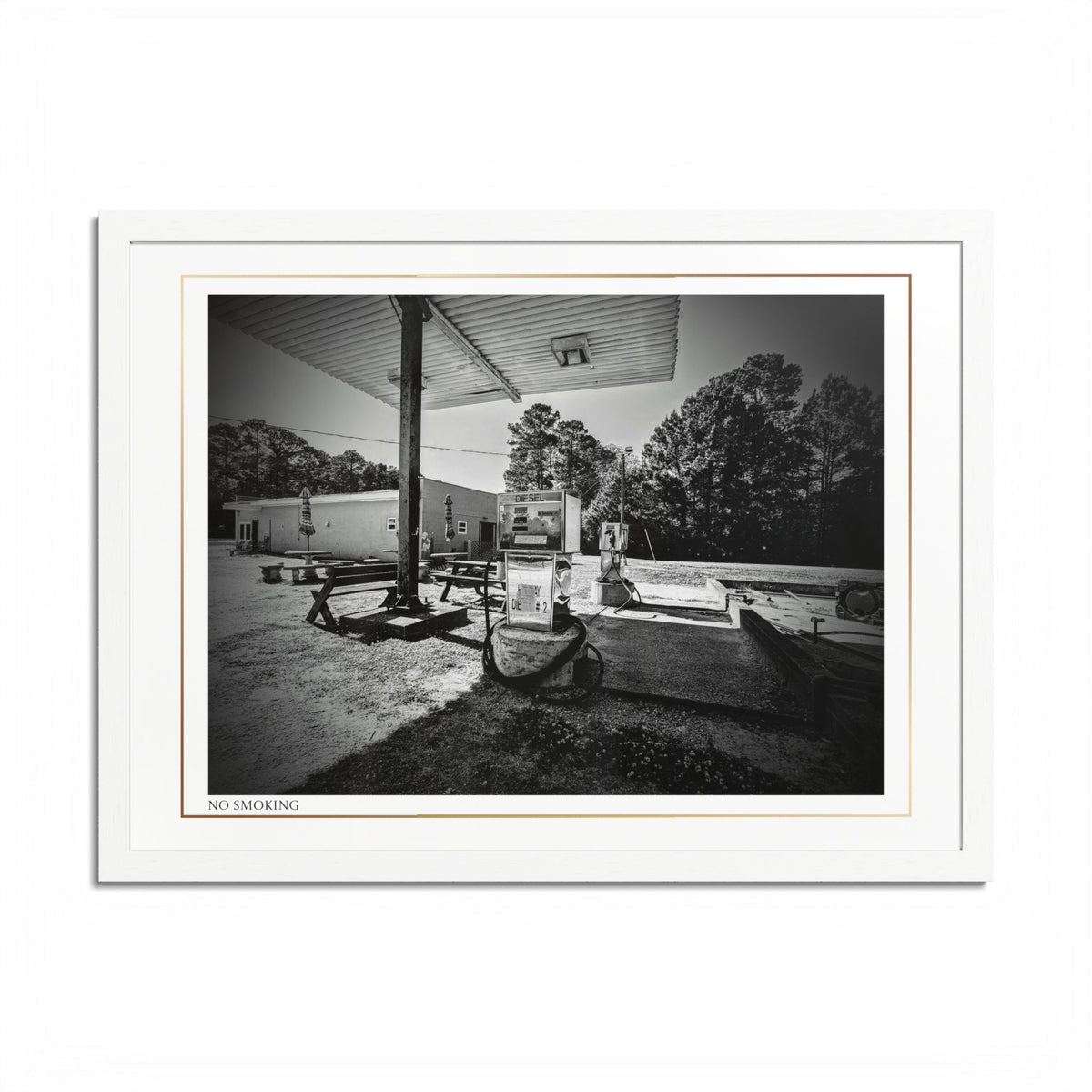 Acqua Carta Original 'No Smoking' Framed Art, Gas Station Art, Home Art