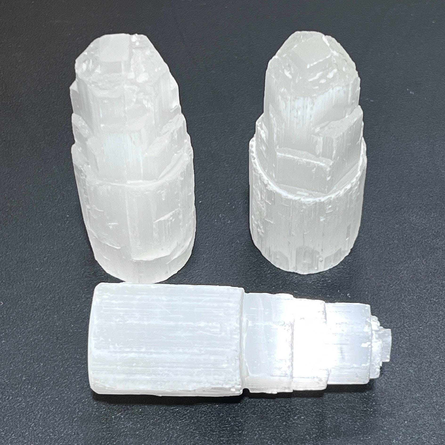 Selenite Satin Spar Crystal Standing Tower Carving (4 Inches)