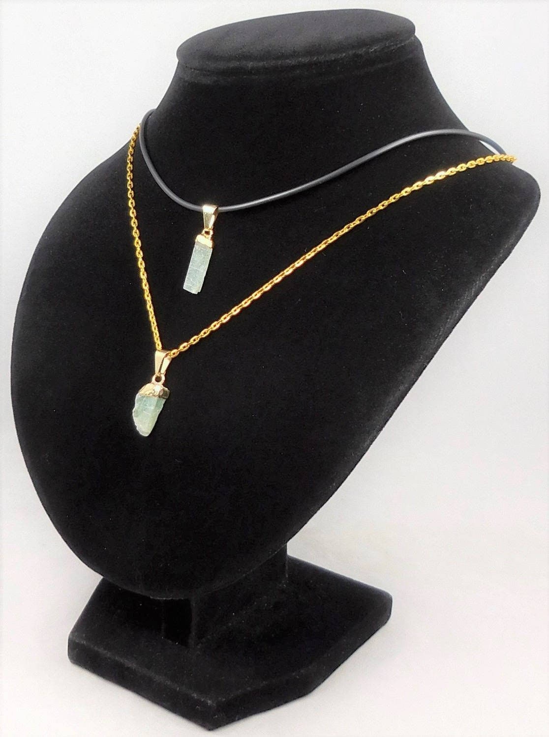 Green Kyanite Crystal Small Petite Pendant (Gold Plated) Gemstone