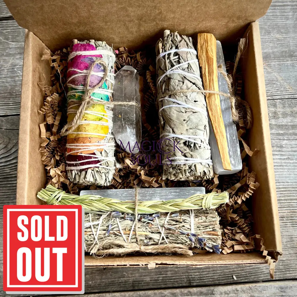 Sage Chakra Cleansing Gift Set. Blue Sage, Lavender, Selenite, Clear Quartz, Palo Santo, Lemon Grass