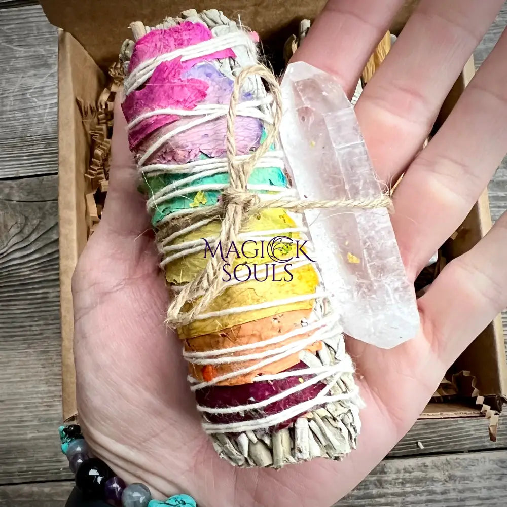 Sage Chakra Cleansing Gift Set. Blue Sage, Lavender, Selenite, Clear Quartz, Palo Santo, Lemon Grass